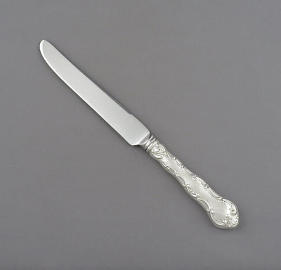Birks Pompadour Pattern Silver Dinner Knife French - JH Tee Antiques