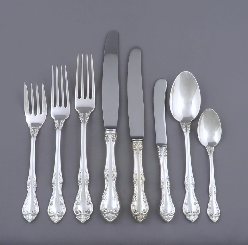 Birks Sterling Silver Flatware Set for 8 JH Tee Antiques