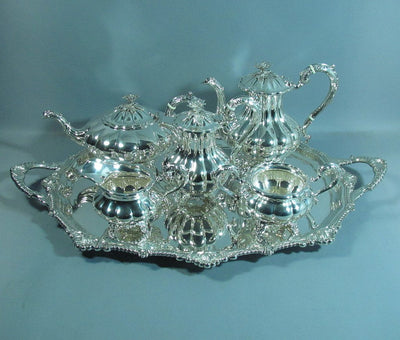 Birks Sterling Silver Tea Set and Tray - JH Tee Antiques