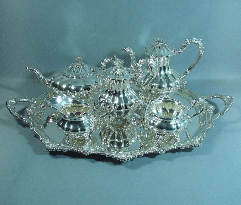 Birks Sterling Silver Tea Set and Tray - JH Tee Antiques
