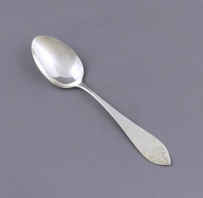 Birks Tudor Royal Pattern Silver Dessert Spoon - JH Tee Antiques