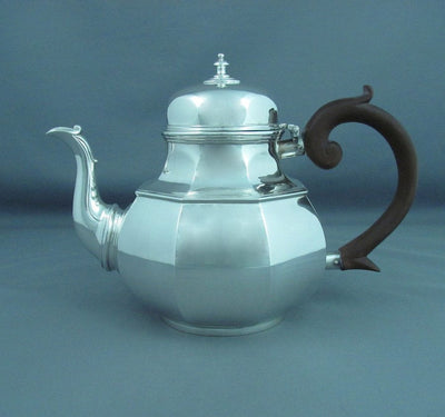 Queen Anne Style Silver Teapot - JH Tee Antiques
