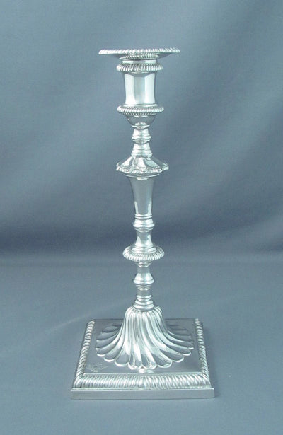 English Cast Sterling Silver Candlesticks - JH Tee Antiques