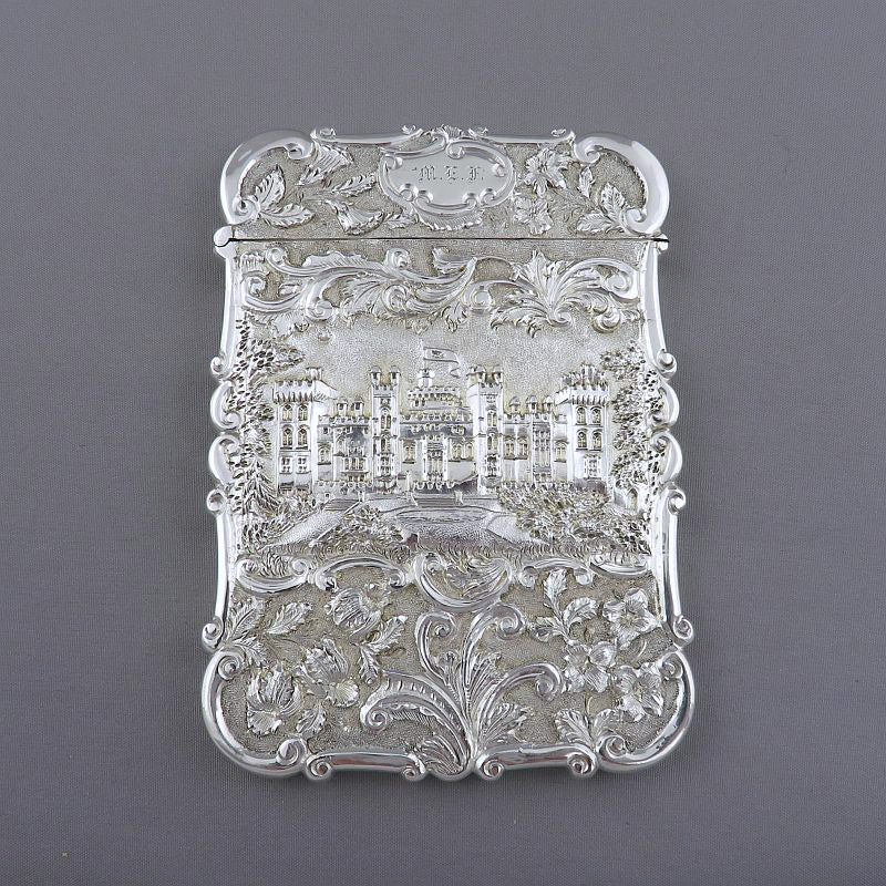 Victorian Castle Top Card Case Abbotsford and Windsor - JH Tee Antiques