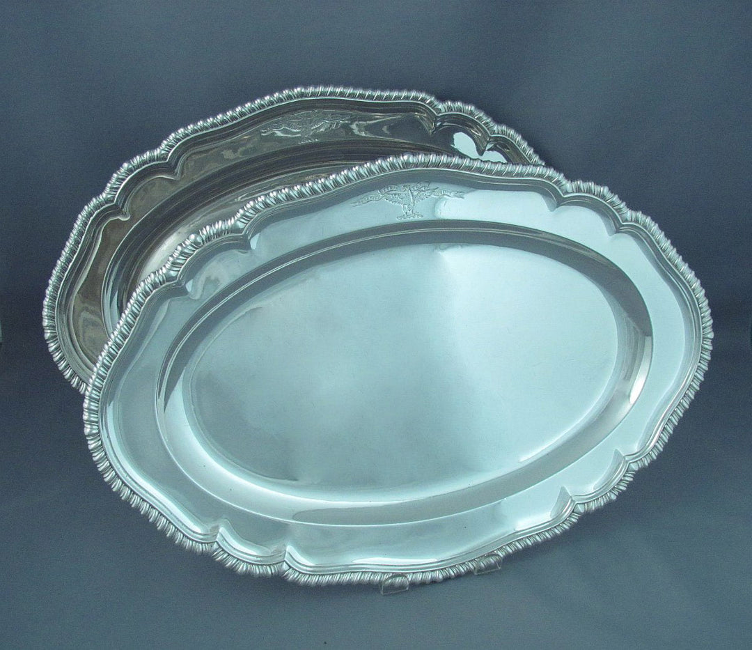 Charles Frederick Kandler Silver Meat Platters - JH Tee Antiques