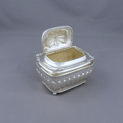 Charles Stuart Harris Sterling Silver Tea Caddy - JH Tee Antiques