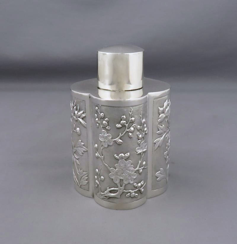 Chinese Export Silver Tea Caddy - JH Tee Antiques