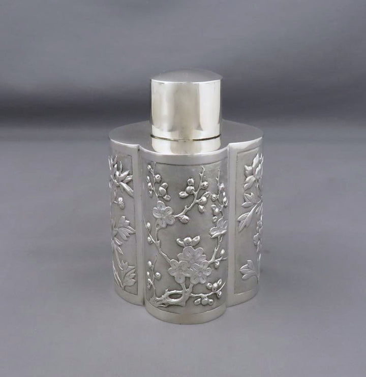 Chinese Export Silver Tea Caddy - JH Tee Antiques