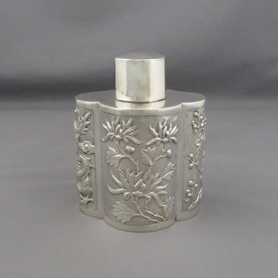 Chinese Export Silver Tea Caddy - JH Tee Antiques