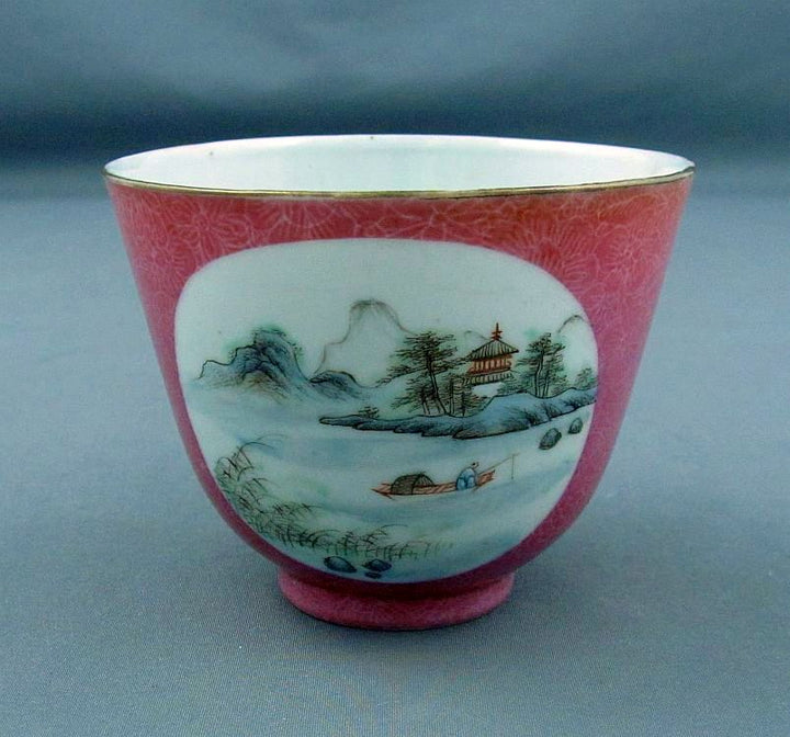 8 Chinese Export Silver Tea Cups - JH Tee Antiques