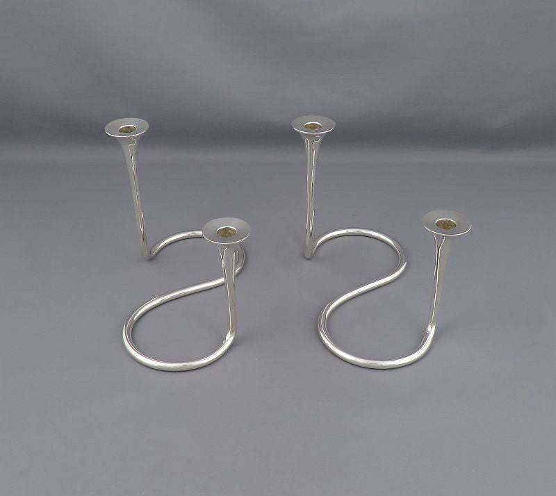 Danish Modern Sterling Silver Candelabra - JH Tee Antiques