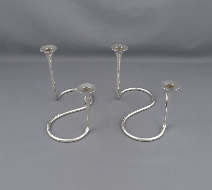 Danish Modern Sterling Silver Candelabra - JH Tee Antiques