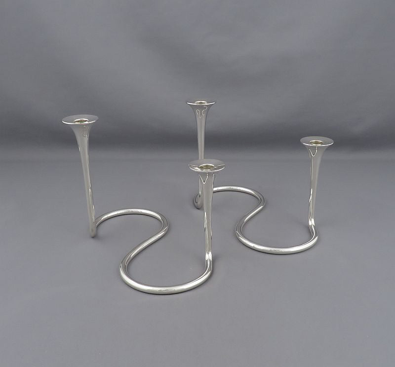 Danish Modern Sterling Silver Candelabra - JH Tee Antiques