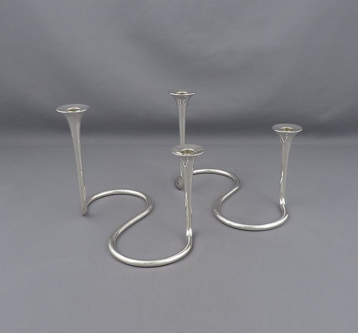 Danish Modern Sterling Silver Candelabra - JH Tee Antiques