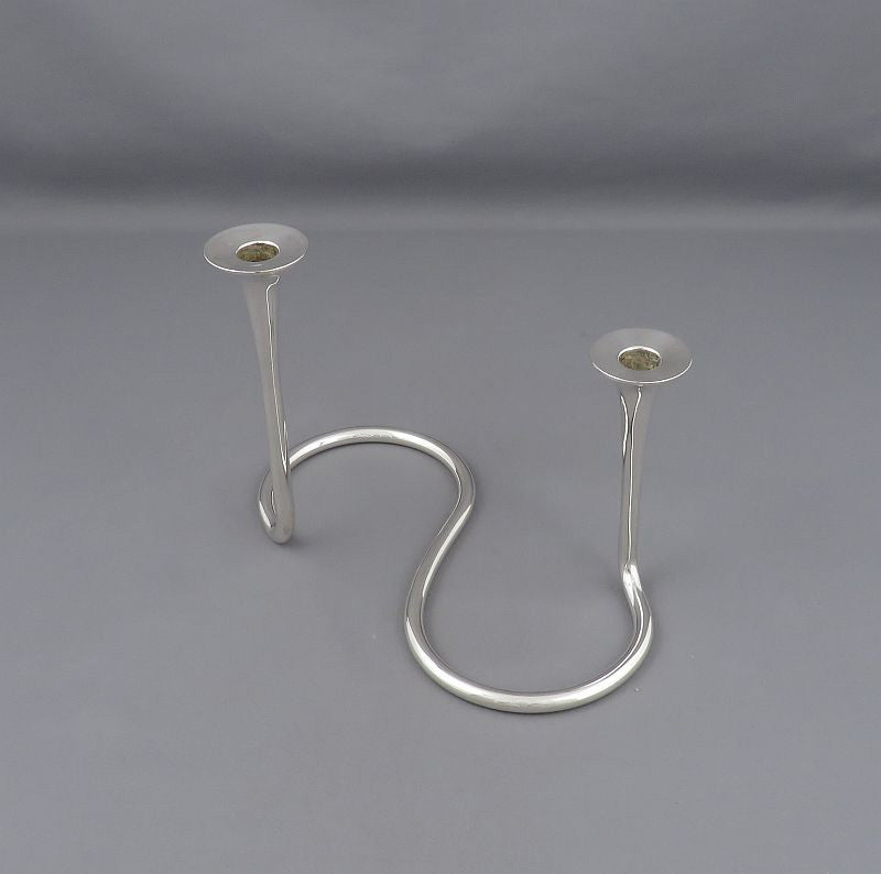 Danish Modern Sterling Silver Candelabra - JH Tee Antiques
