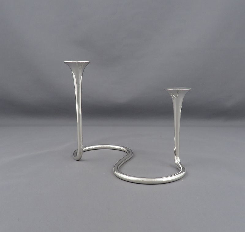 Danish Modern Sterling Silver Candelabra - JH Tee Antiques