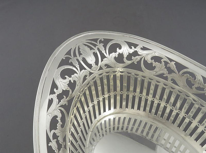 Antique Dutch Silver Bread Basket - JH Tee Antiques