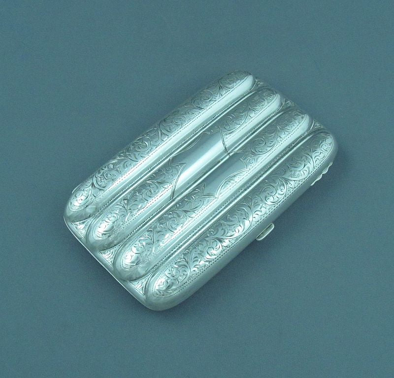Sterling Silver Cigar Case - JH Tee Antiques