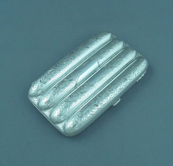 Sterling Silver Cigar Case - JH Tee Antiques