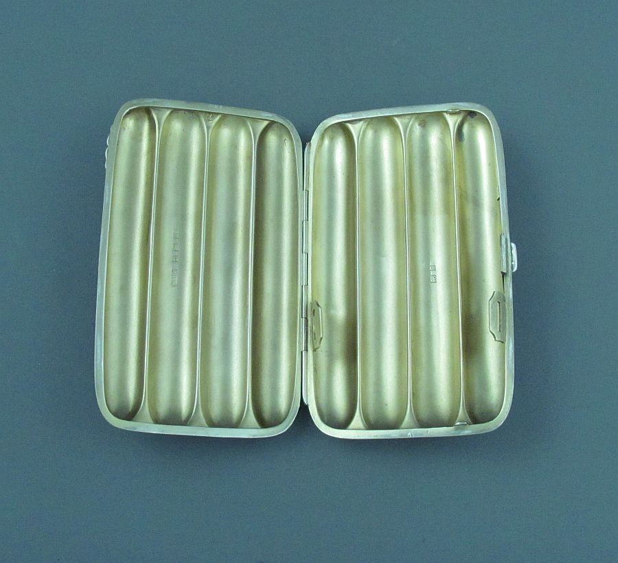 Sterling Silver Cigar Case - JH Tee Antiques