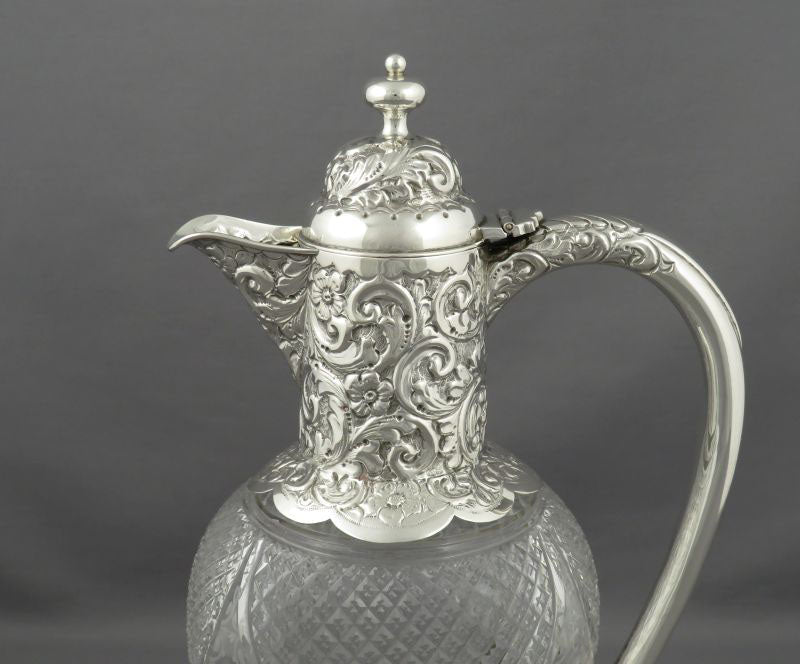 Edwardian Sterling Silver Claret Jug - JH Tee Antiques