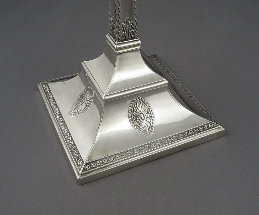 Edwardian Sterling Silver Candlesticks - JH Tee Antiques