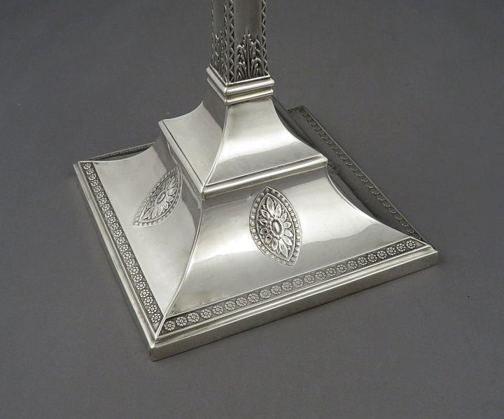 Edwardian Sterling Silver Candlesticks - JH Tee Antiques