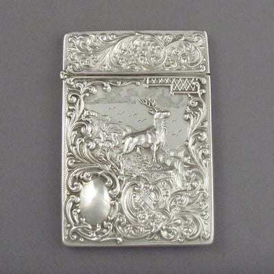 Edwardian Sterling Silver Card Case - JH Tee Antiques