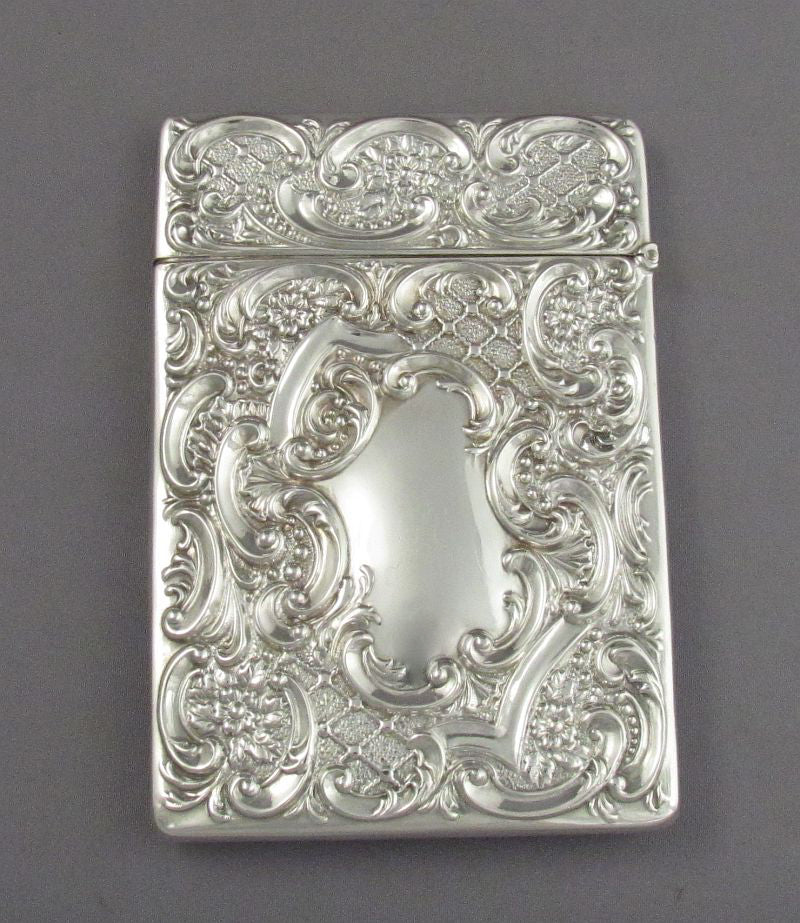 Edwardian Sterling Silver Card Case - JH Tee Antiques