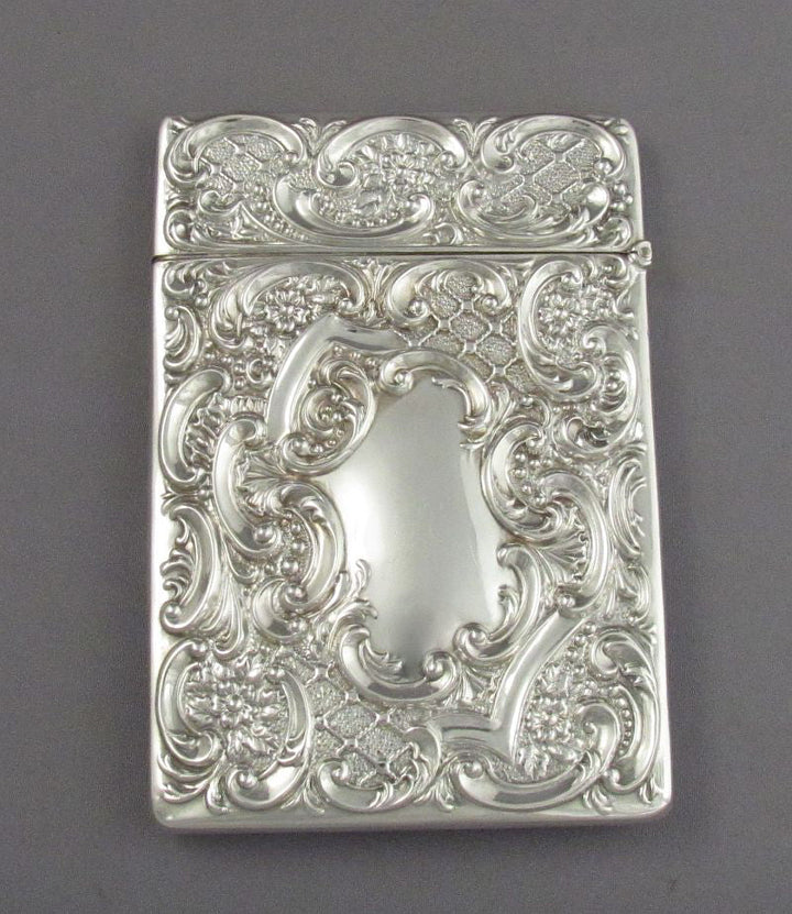 Edwardian Sterling Silver Card Case - JH Tee Antiques