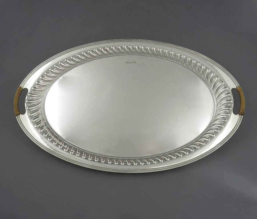 Edwardian Sterling Silver Cocktail Tray - JH Tee Antiques