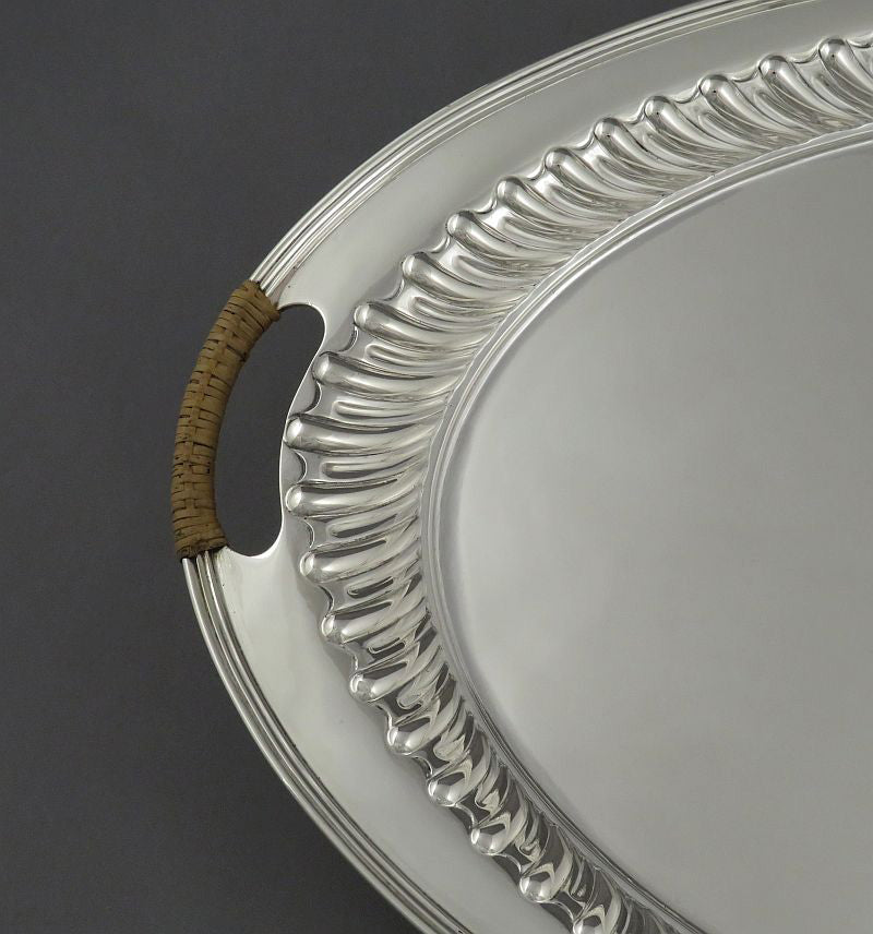 Edwardian Sterling Silver Cocktail Tray - JH Tee Antiques