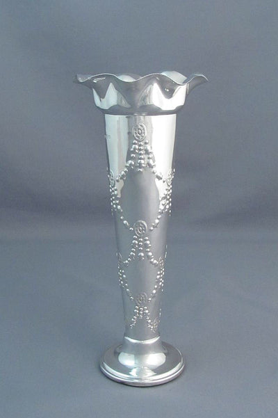 Edwardian Sterling Silver Vases - JH Tee Antiques