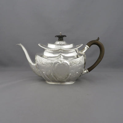 Edwardian Sterling Silver Teapot - JH Tee Antiques