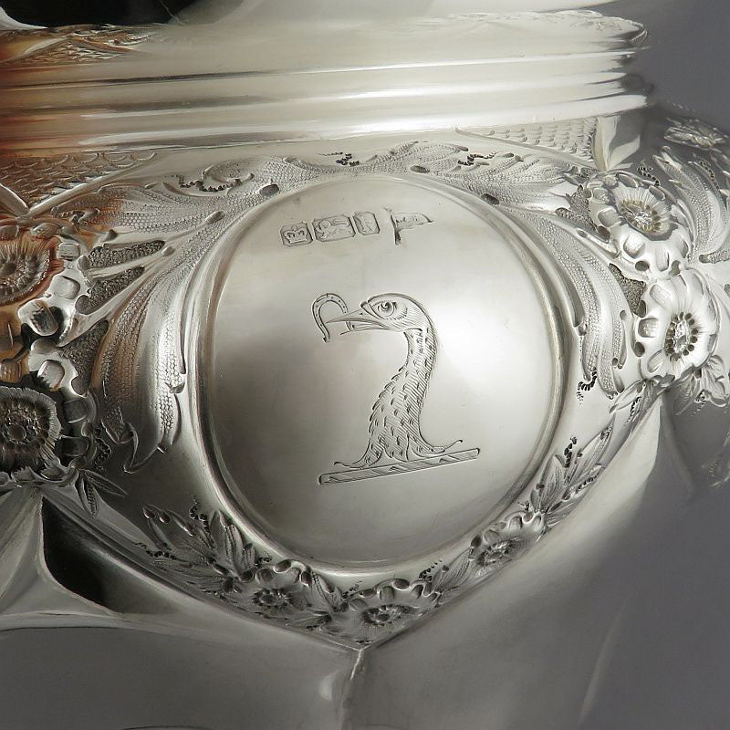 Pair of Edwardian Sterling Silver Jardinieres - JH Tee Antiques