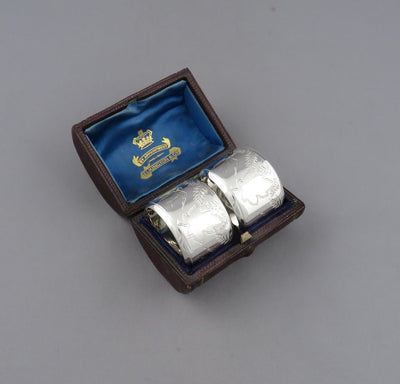 Pair of Aesthetic Movement Silver Napkin Rings - JH Tee Antiques