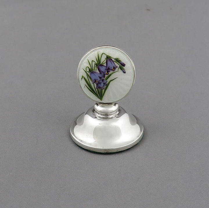 English Sterling Silver and Enamel Menu Holders - JH Tee Antiques