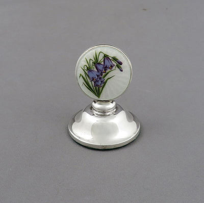 English Sterling Silver and Enamel Menu Holders - JH Tee Antiques