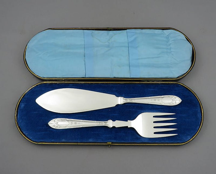 English Sterling Silver Fish Servers - JH Tee Antiques