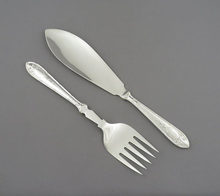 English Sterling Silver Fish Servers - JH Tee Antiques