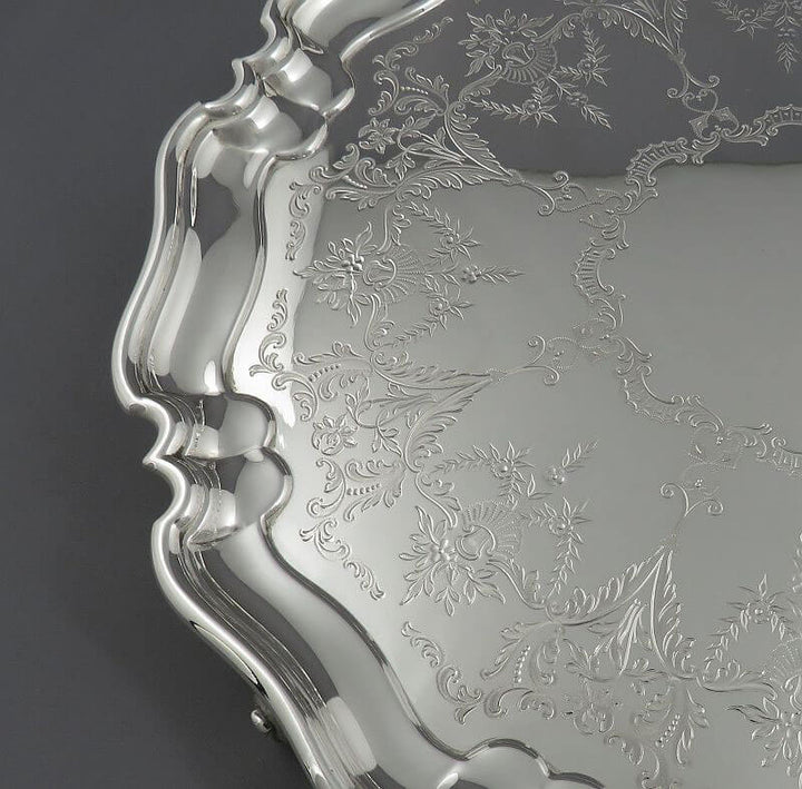 English Sterling Silver Salver - JH Tee Antiques