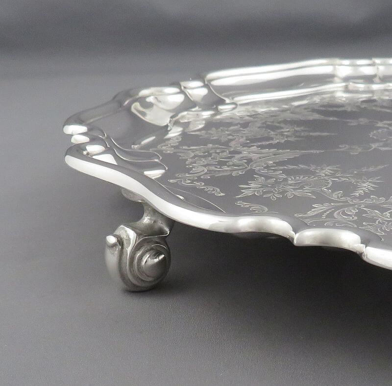 English Sterling Silver Salver - JH Tee Antiques