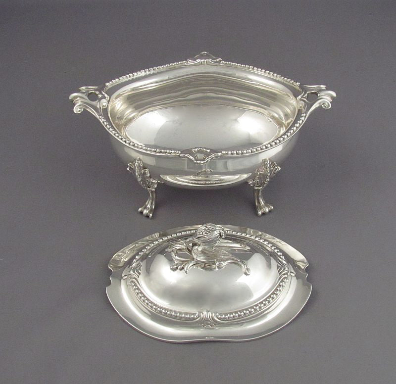 English Sterling Silver Sauce Tureen - JH Tee Antiques