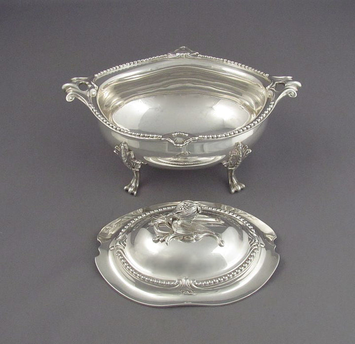 English Sterling Silver Sauce Tureen - JH Tee Antiques