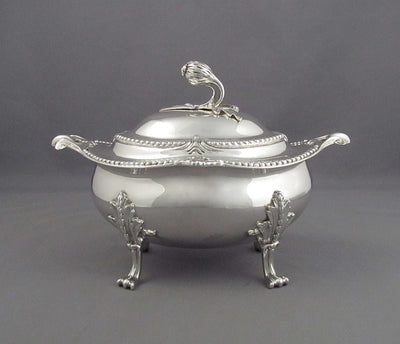 English Sterling Silver Sauce Tureen - JH Tee Antiques