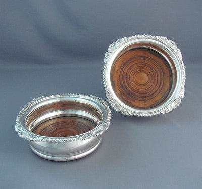 English Silver Wine Coasters - JH Tee Antiques