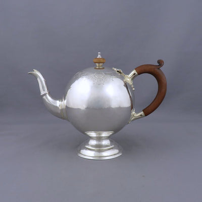English Bullet Shaped Sterling Silver Teapot - JH Tee Antiques