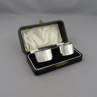 Pair of English Sterling Silver Napkin Rings - JH Tee Antiques