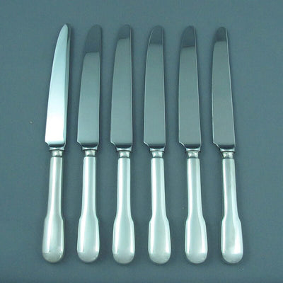 Fiddle Pattern Silver Dinner Knives - JH Tee Antiques