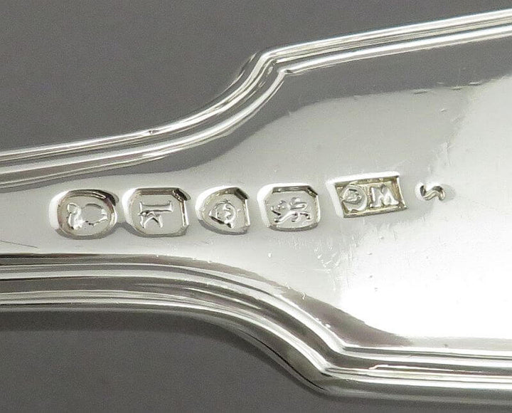 Fiddle Thread and Shell Silver Stuffing Spoons - JH Tee Antiques